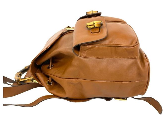 GUCCI Vintage Bamboo Leder-Rucksack Braun - Ansicht 5