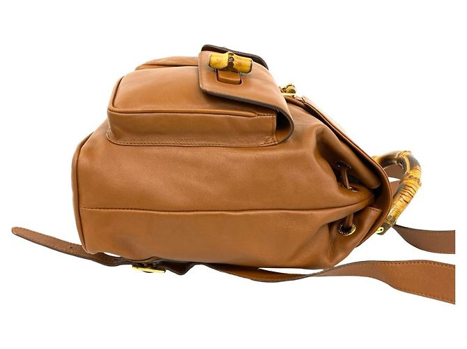GUCCI Vintage Bamboo Leder-Rucksack Braun - Ansicht 6