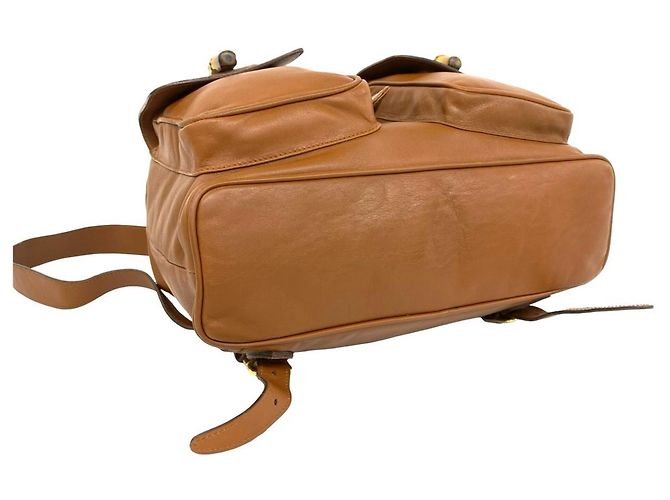 GUCCI Vintage Bamboo Leder-Rucksack Braun - Ansicht 7