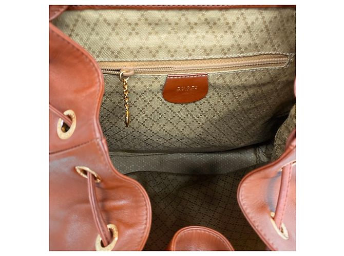 GUCCI Vintage Bamboo Leder-Rucksack Braun - Ansicht 9