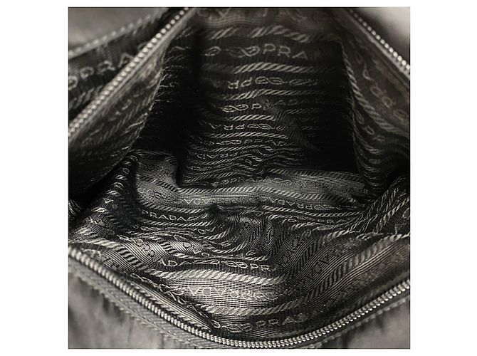 Bolso de hombro Prada en nylon Tessuto Pocono y cuero Saffiano con logo triangular Negro - vista 10