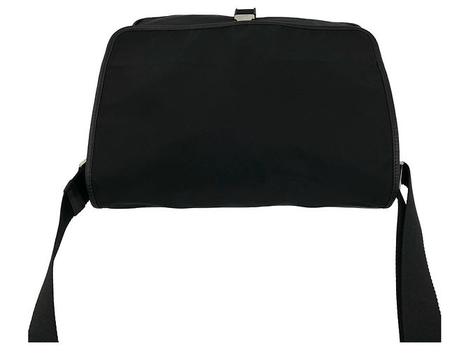 Bolso de hombro Prada en nylon Tessuto Pocono y cuero Saffiano con logo triangular Negro - vista 4
