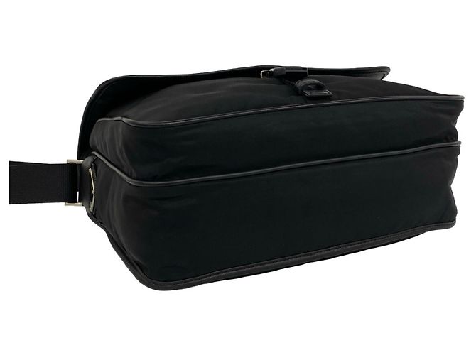 Bolso de hombro Prada en nylon Tessuto Pocono y cuero Saffiano con logo triangular Negro - vista 7