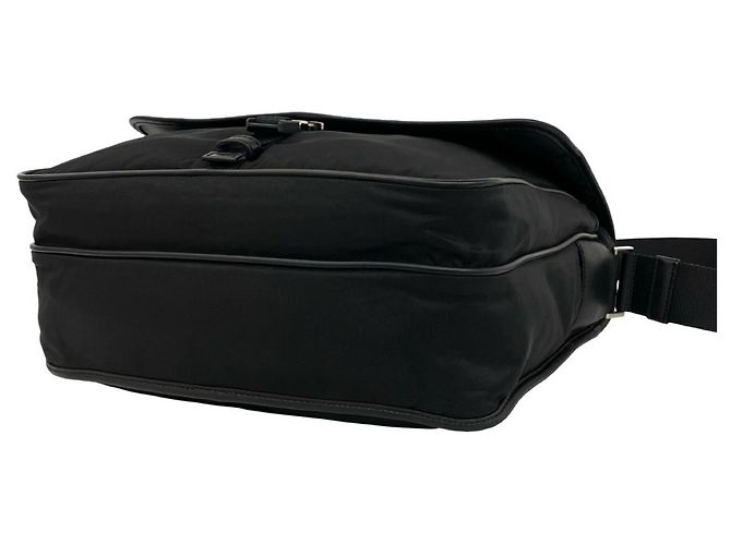 Bolso de hombro Prada en nylon Tessuto Pocono y cuero Saffiano con logo triangular Negro - vista 8