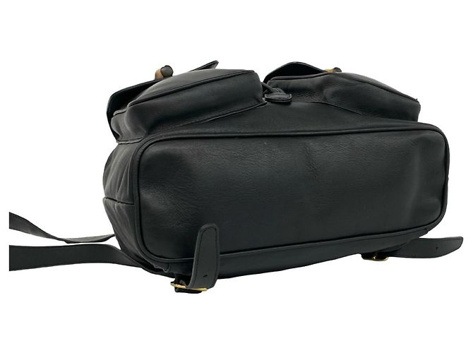 GUCCI Vintage Bamboo Leather Backpack Black - view 7