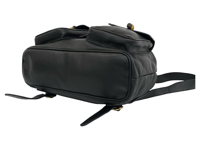 GUCCI Vintage Bamboo Leather Backpack Black - view 8
