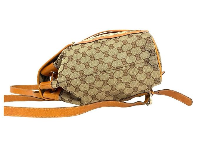 Gucci Vintage GG Logo Canvas Leder-Rucksack Braun - Ansicht 5
