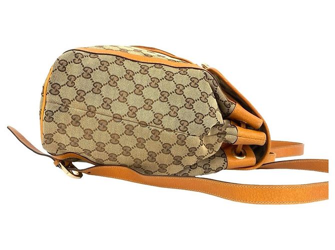 Gucci Vintage GG Logo Canvas Leder-Rucksack Braun - Ansicht 6