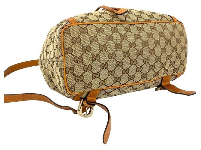 Gucci Vintage GG Logo Canvas Leder-Rucksack Braun - Ansicht 7