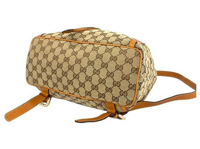 Gucci Vintage GG Logo Canvas Leder-Rucksack Braun - Ansicht 8