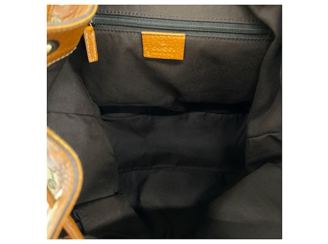 Gucci Vintage GG Logo Canvas Leder-Rucksack Braun - Ansicht 9