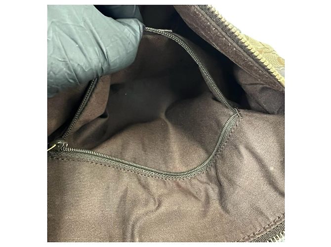 Borsa a tracolla Gucci in tela con motivo GG e pelle Marrone - vista 10