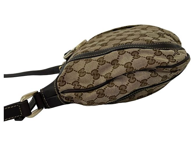 Borsa a tracolla Gucci in tela con motivo GG e pelle Marrone - vista 5