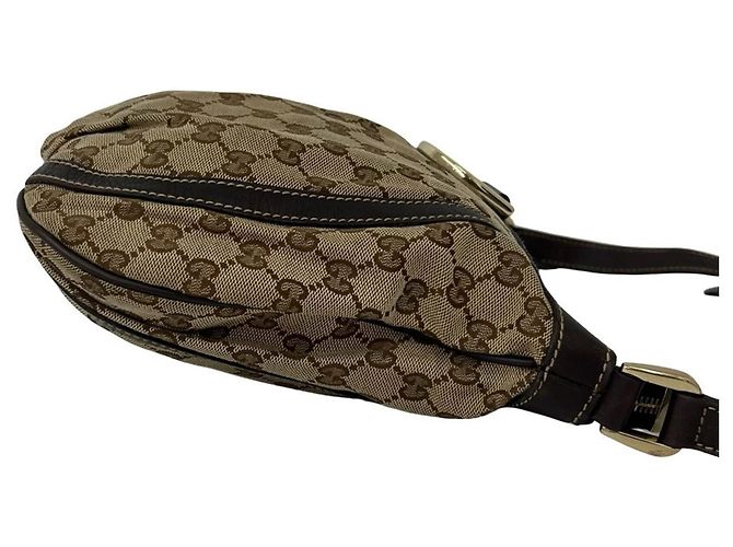 Borsa a tracolla Gucci in tela con motivo GG e pelle Marrone - vista 6