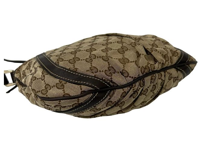 Borsa a tracolla Gucci in tela con motivo GG e pelle Marrone - vista 7