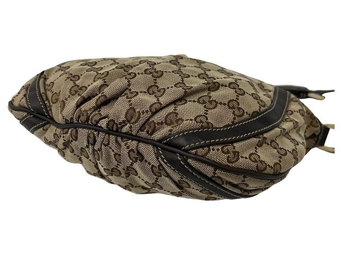 Borsa a tracolla Gucci in tela con motivo GG e pelle Marrone - vista 8