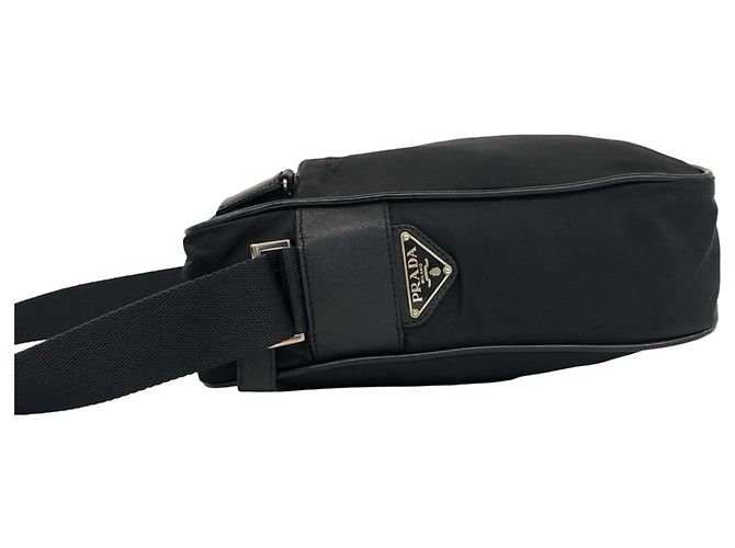 Bolso de hombro Prada en nylon Tessuto Pocono con logotipo triangular metálico Negro - vista 5