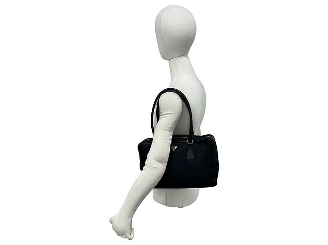 Prada Triangle Logo Hardware Tote Bag Black - view 2