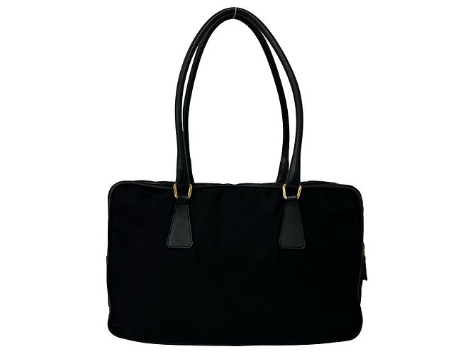 Prada Triangle Logo Hardware Tote Bag Black - view 3