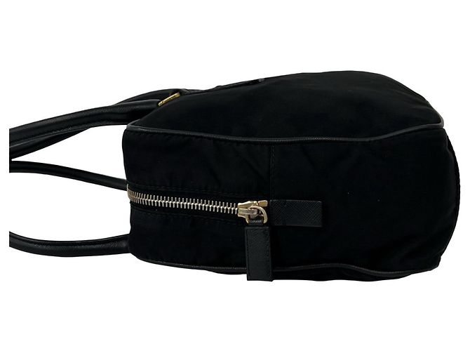 Prada Triangle Logo Hardware Tote Bag Black - view 5