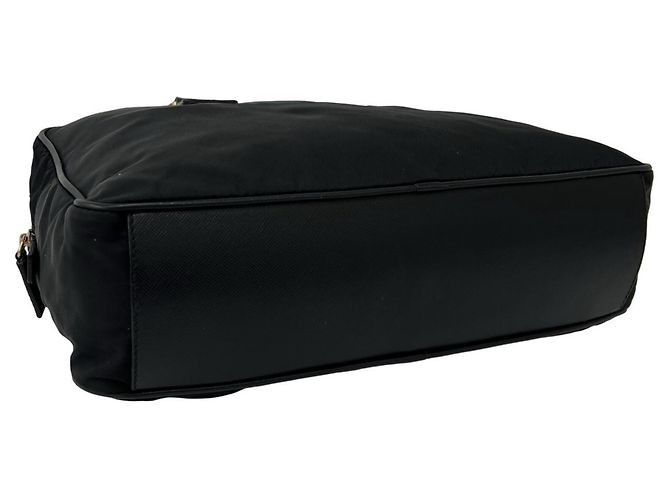 Prada Triangle Logo Hardware Tote Bag Black - view 7