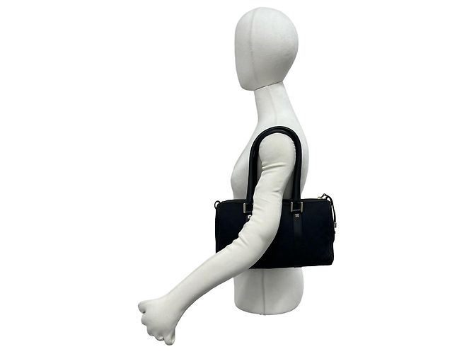 Gucci GG Logo Canvas und Leder Tote Bag Schwarz - Ansicht 2