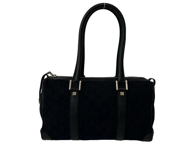 Gucci GG Logo Canvas und Leder Tote Bag Schwarz - Ansicht 3