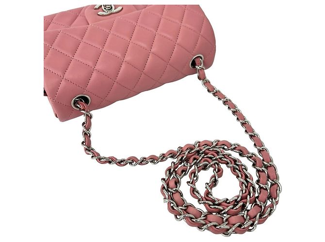 Borsa a tracolla con catena Chanel Matelassé Coco Mark in pelle di agnello Rosa - vista 4