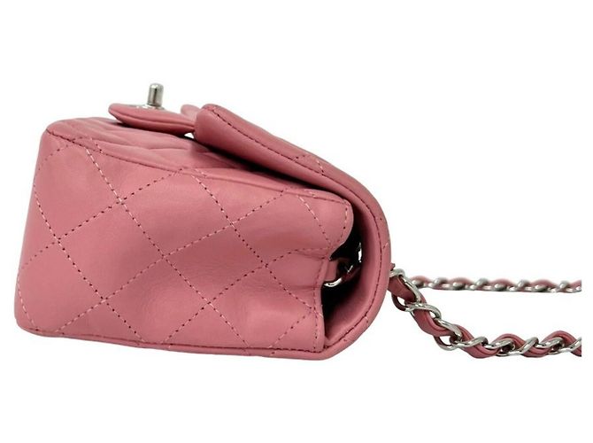 Borsa a tracolla con catena Chanel Matelassé Coco Mark in pelle di agnello Rosa - vista 6