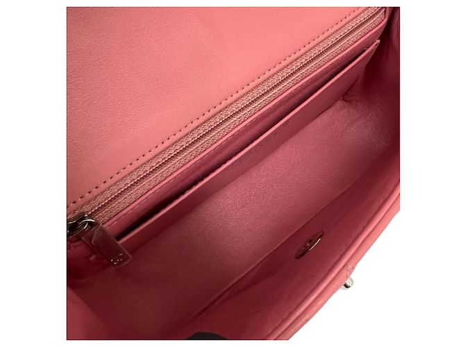 Borsa a tracolla con catena Chanel Matelassé Coco Mark in pelle di agnello Rosa - vista 9