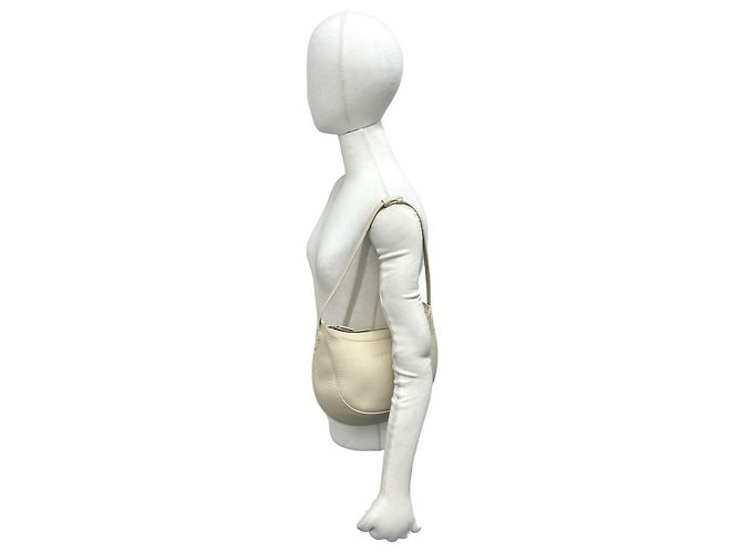 LOEWE Vintage Semi-Schultertasche aus Leder mit eingraviertem Logo Weiß - Ansicht 2