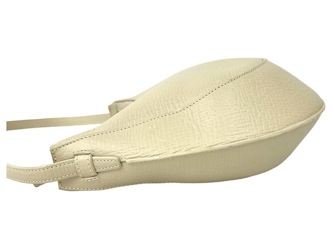 LOEWE Vintage Semi-Schultertasche aus Leder mit eingraviertem Logo Weiß - Ansicht 5