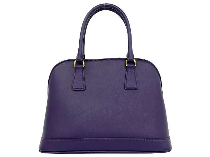 Bolsa Prada em couro Saffiano com logo triângulo Roxo - vista 3
