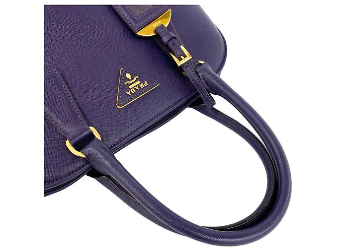 Bolsa Prada em couro Saffiano com logo triângulo Roxo - vista 4