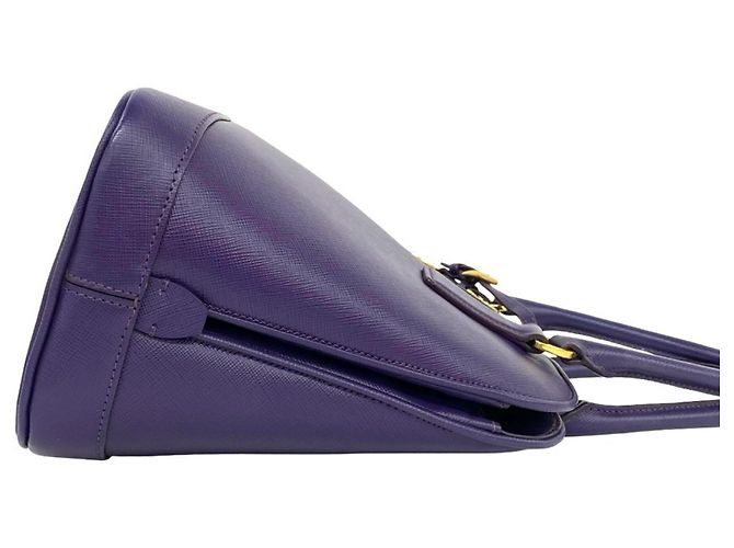 Bolsa Prada em couro Saffiano com logo triângulo Roxo - vista 6