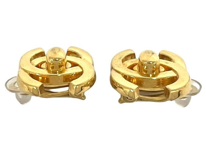 Orecchini CHANEL Vintage motivo Coco Mark Turnlock D'oro - vista 4