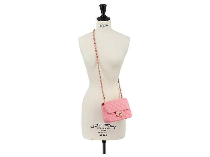 Borsa a tracolla Chanel Mini Matelasse con catena in Rosa - vista 10