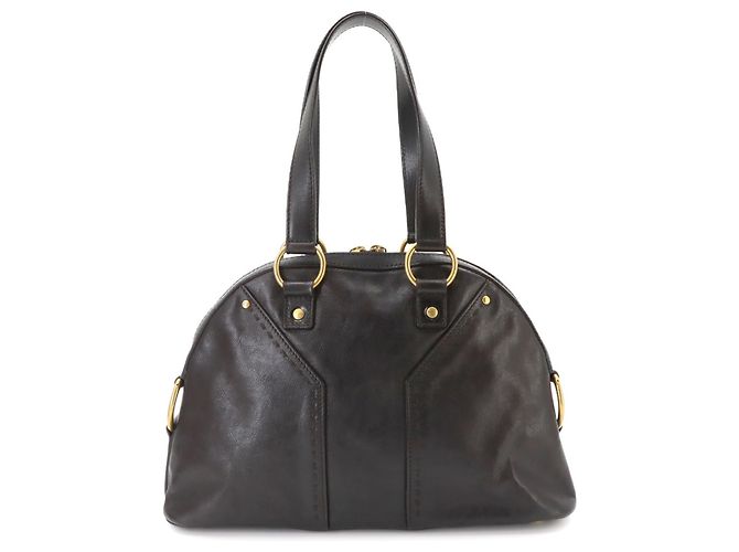 Bolso Yves Saint Laurent Muse Medium en cuero marrón oscuro - vista 2