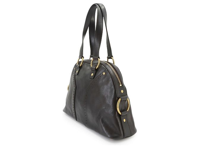 Bolso Yves Saint Laurent Muse Medium en cuero marrón oscuro - vista 3