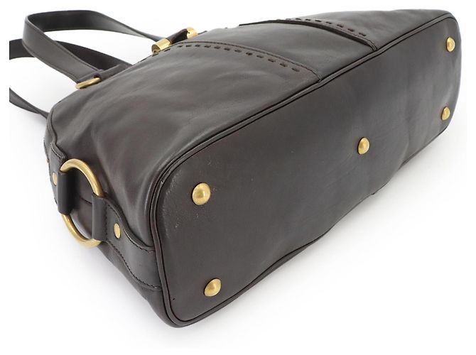 Bolso Yves Saint Laurent Muse Medium en cuero marrón oscuro - vista 4