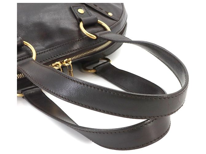 Bolso Yves Saint Laurent Muse Medium en cuero marrón oscuro - vista 5