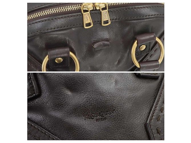 Bolso Yves Saint Laurent Muse Medium en cuero marrón oscuro - vista 8