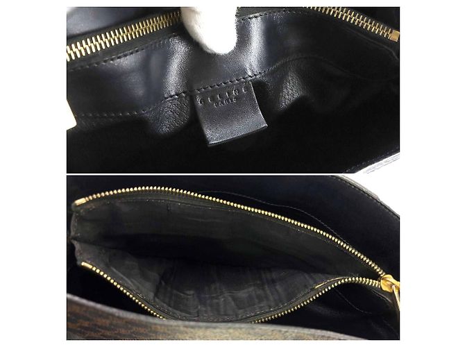 Céline Bolso Celine Macadam en cuero Negro/Marrón Castaño - vista 8