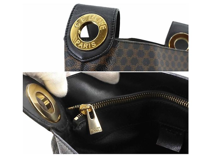 Céline Bolso Celine Macadam en cuero Negro/Marrón Castaño - vista 9
