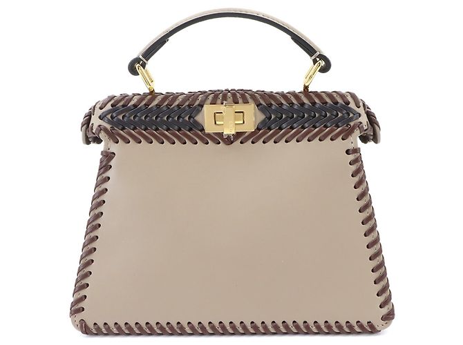 Borsa 2-Way Fendi Peekaboo ISeeU Petite Marrone Blu Beige - vista 3