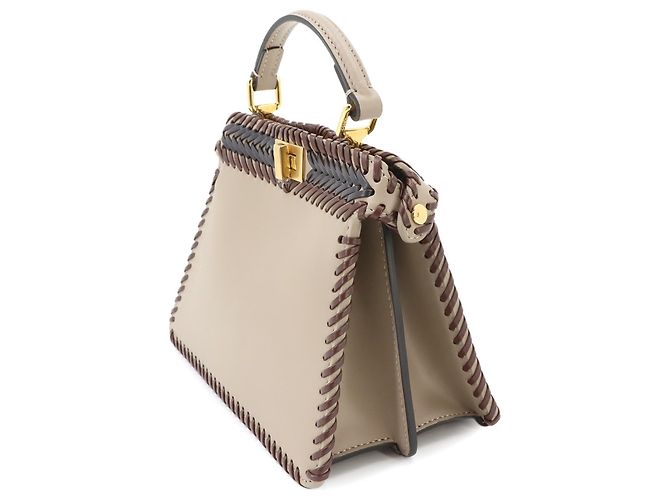 Borsa 2-Way Fendi Peekaboo ISeeU Petite Marrone Blu Beige - vista 4