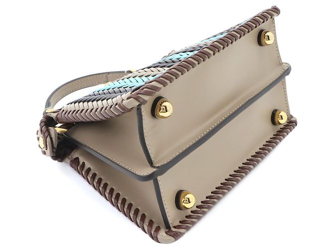 Borsa 2-Way Fendi Peekaboo ISeeU Petite Marrone Blu Beige - vista 5