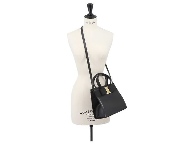 Borsa in pelle Salvatore Ferragamo Vara Ribbon Nero - vista 10