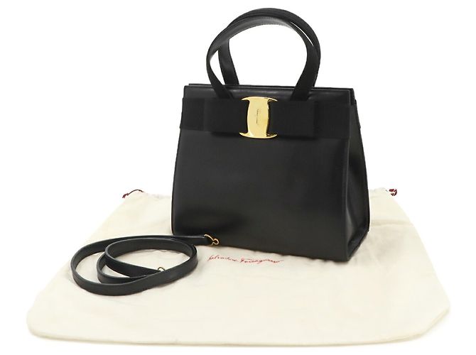 Borsa in pelle Salvatore Ferragamo Vara Ribbon Nero - vista 2