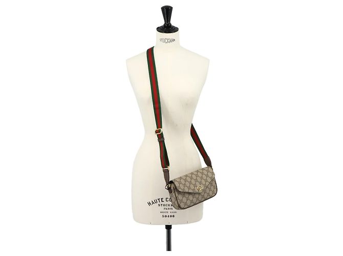 Bolso de hombro Gucci Ophidia Castaño Beige - vista 9